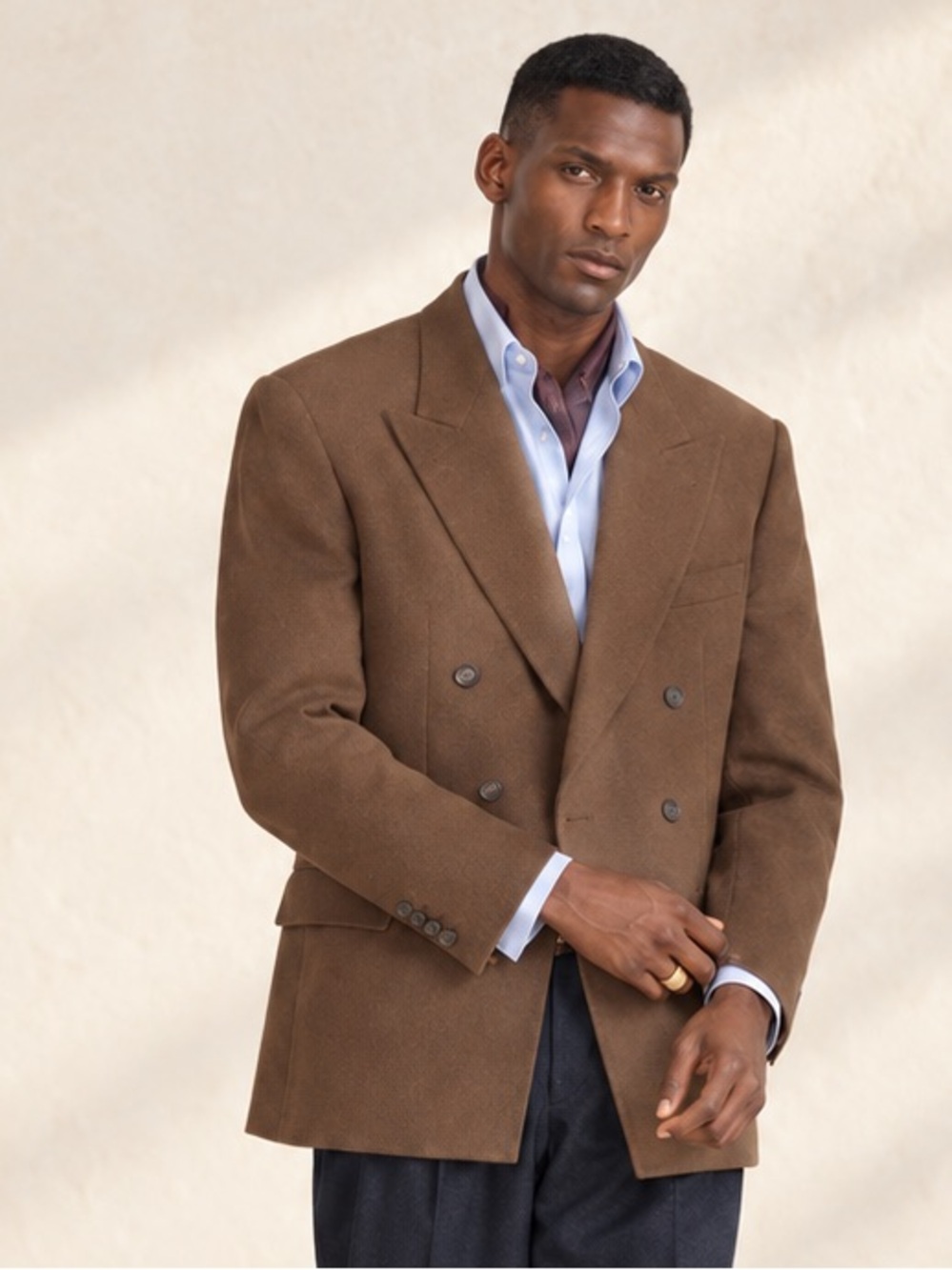 St Michael 1997 Tobacco Wool Cashmere Double Breasted Blazer 40R
